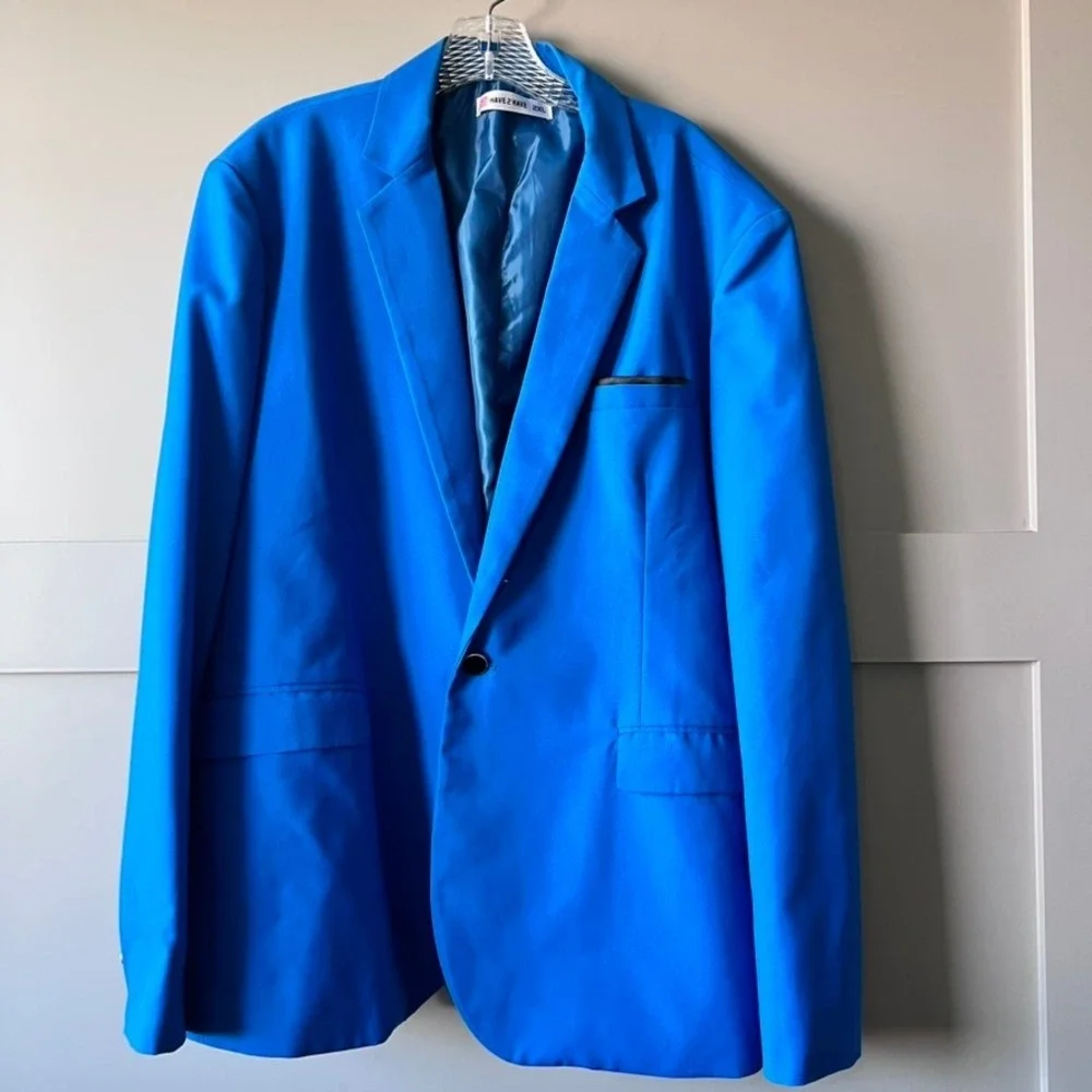 HAVE 2 HAVE Blazer Mens 2XL Cobalt‎ Blue Single Button Notch Lapel Sport Coat